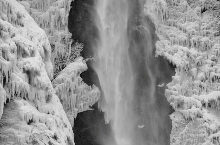 long exposure winter waterfalls